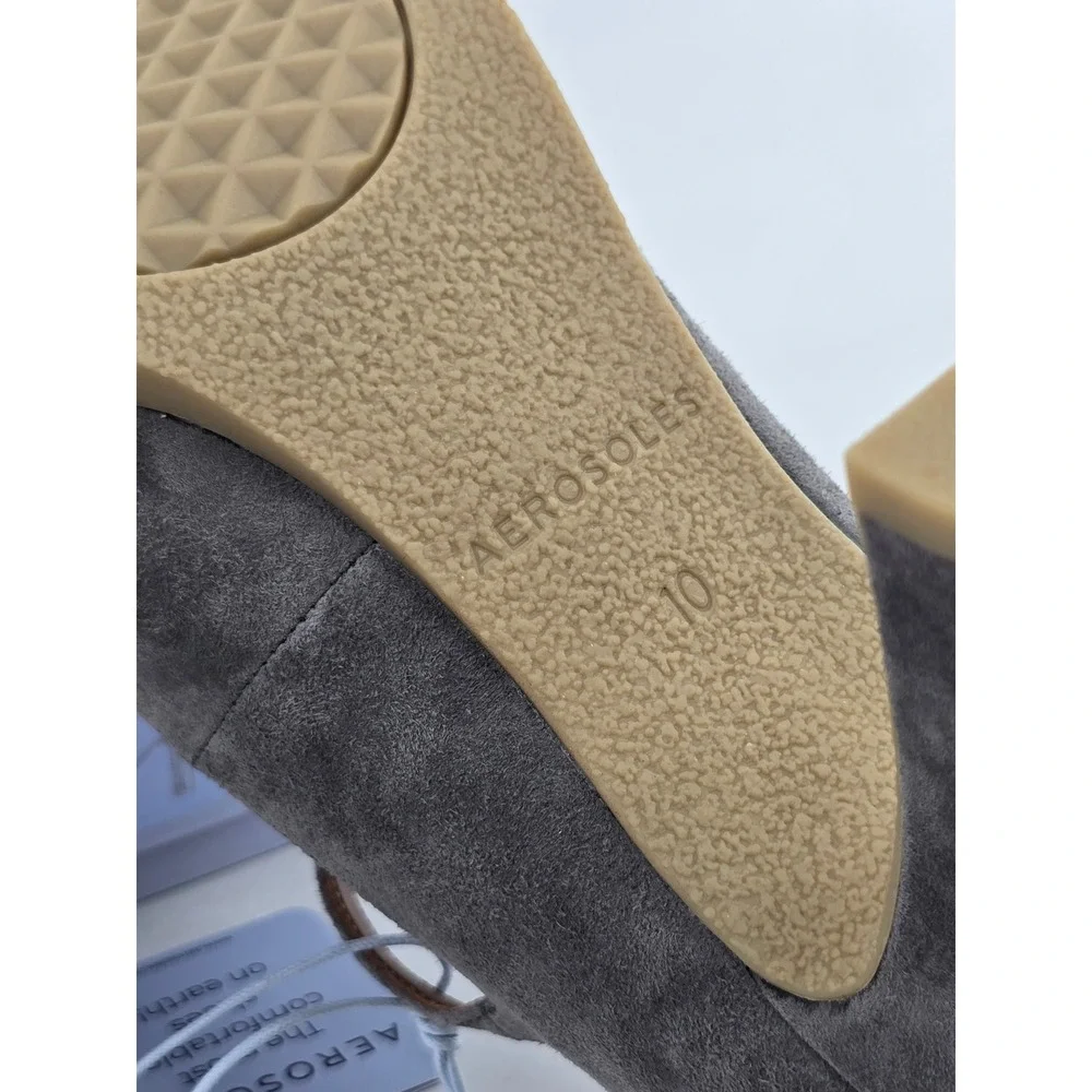 Aerosoles Lois Pump Womens 10M Grey Suede Mary Jane Heel - New